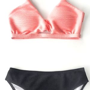 CupShe Pink/Navy Textured Bikini